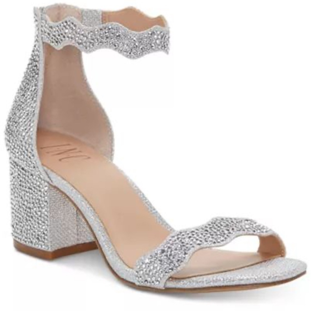 INC International Concepts Glittering Silver Heels